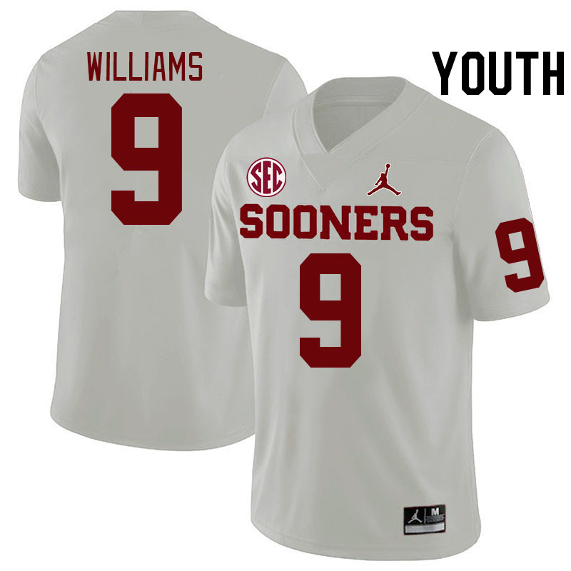 Youth #9 Gentry Williams Oklahoma Sooners 2024 SEC Conference College Football Jerseys-White